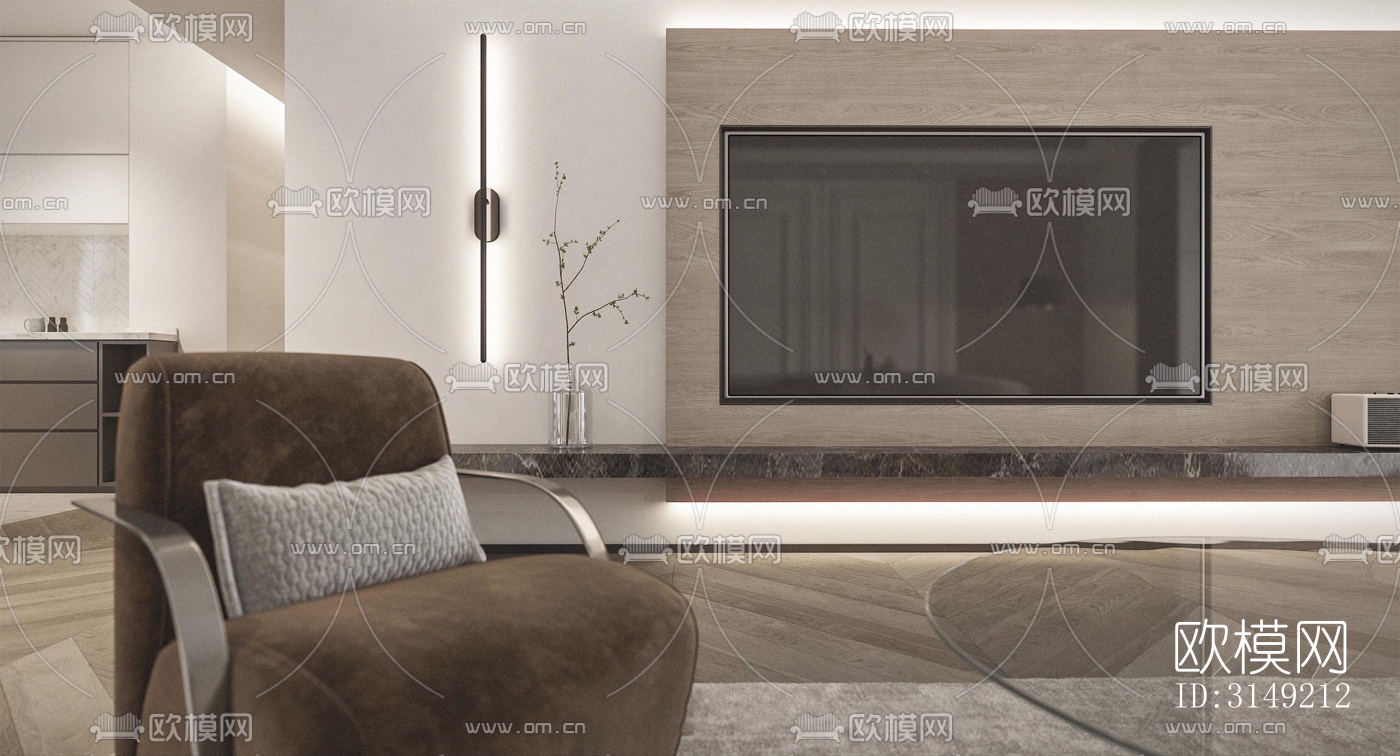 现代平层效果图下载（渲染图5）