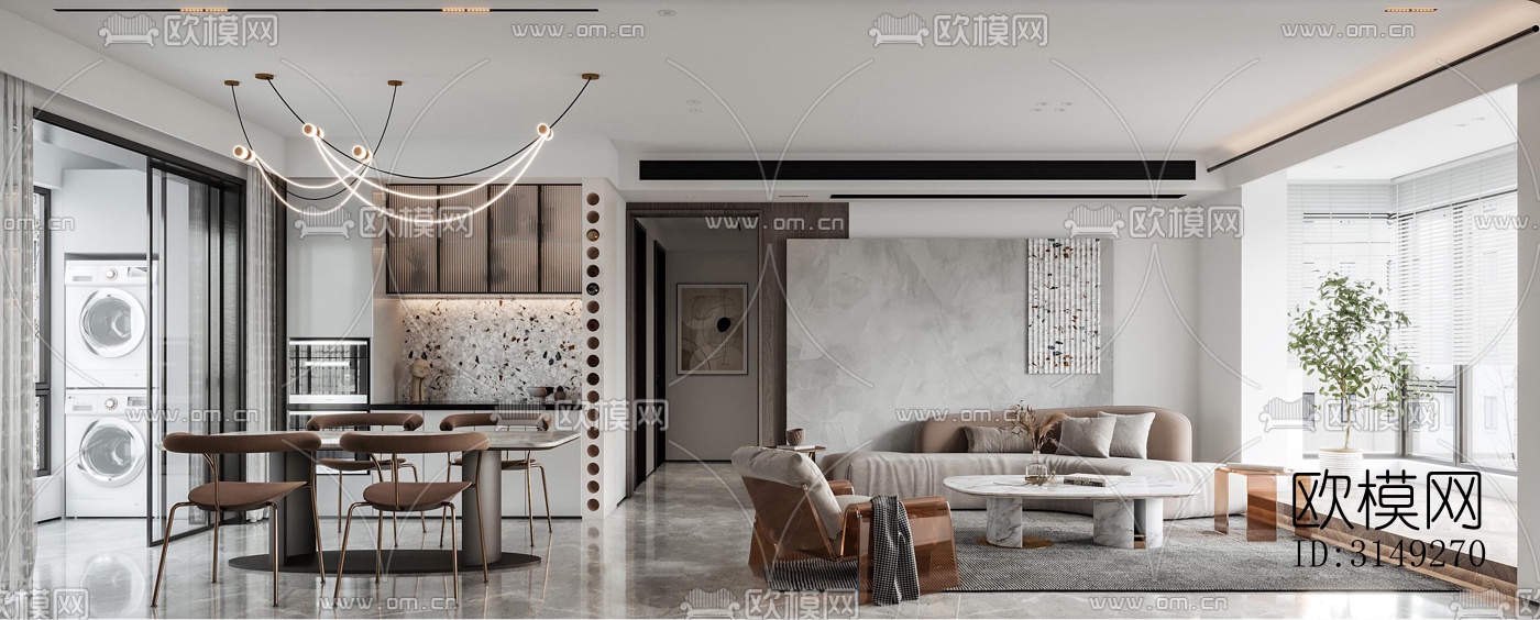 现代平层效果图下载（渲染图7）