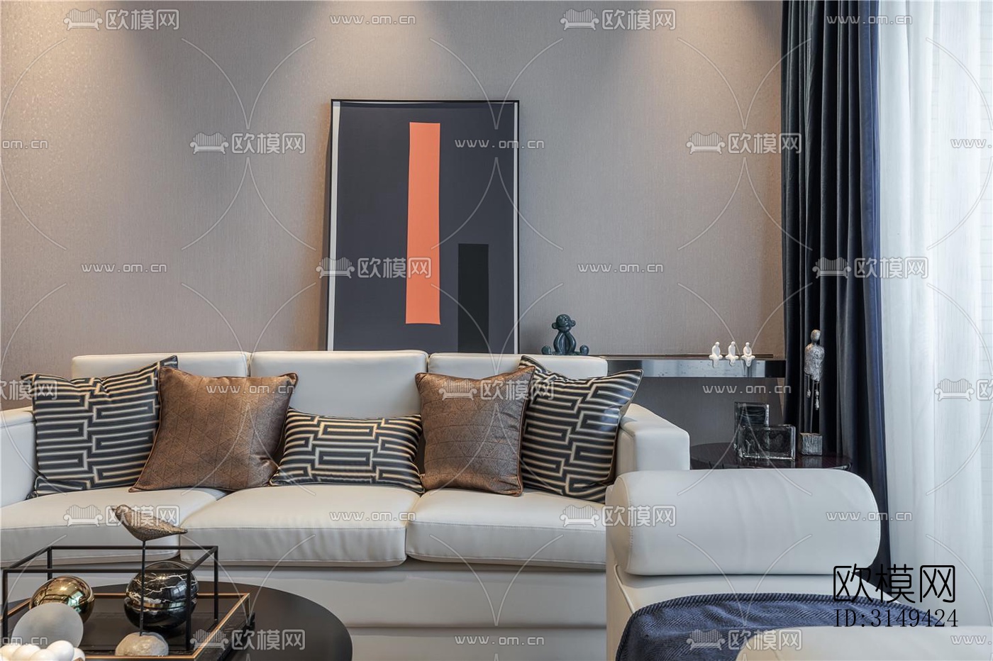 现代平层效果图下载（渲染图3）