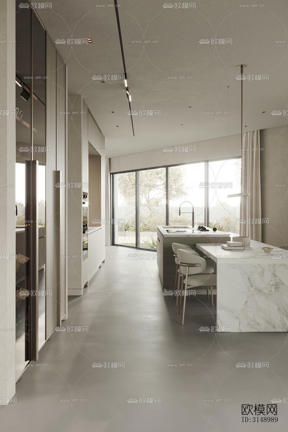 奶油风平层效果图下载（渲染图3）