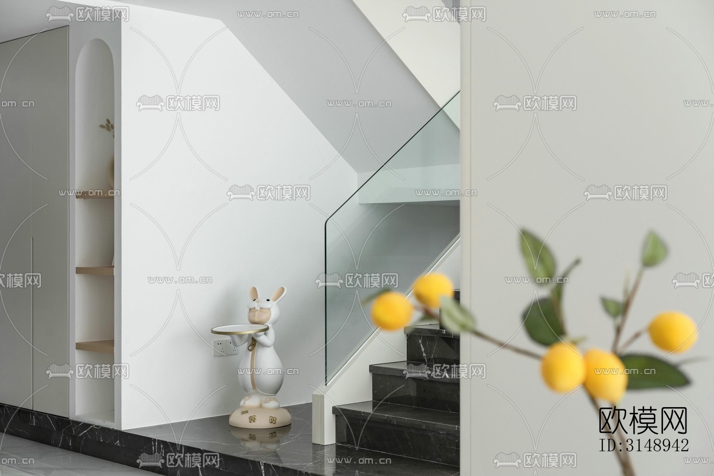 奶油风平层效果图下载（渲染图13）