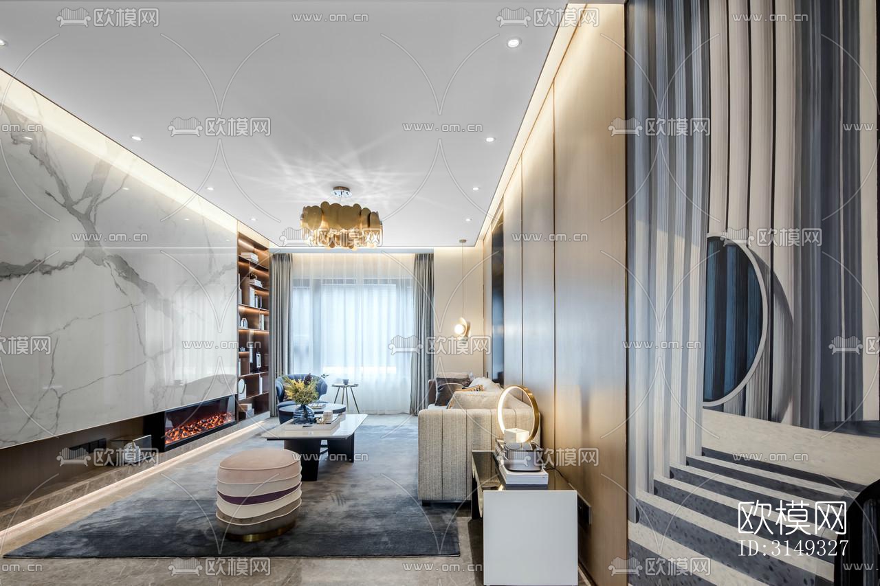 现代平层效果图下载（渲染图1）