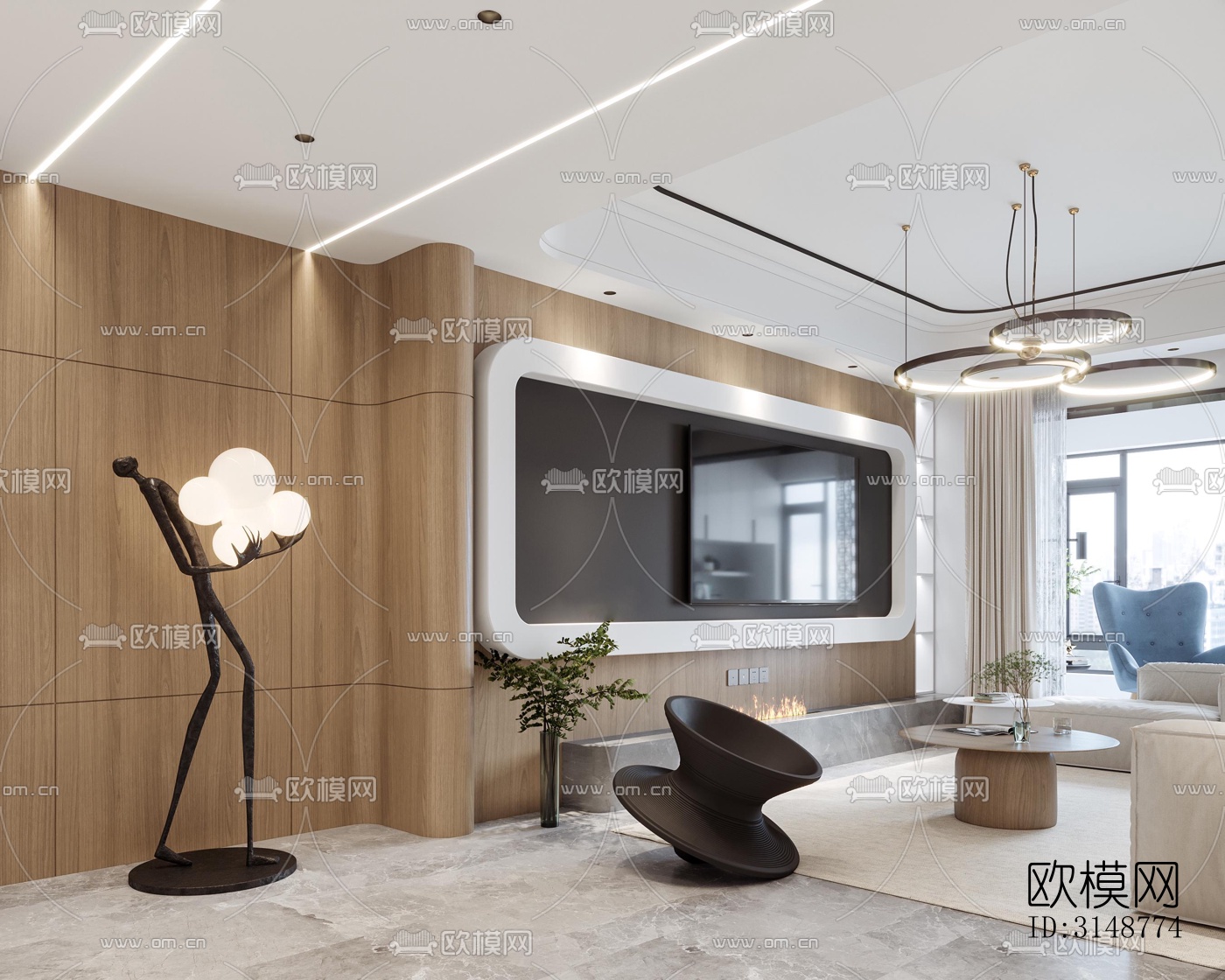 侘寂平层效果图下载（渲染图5）