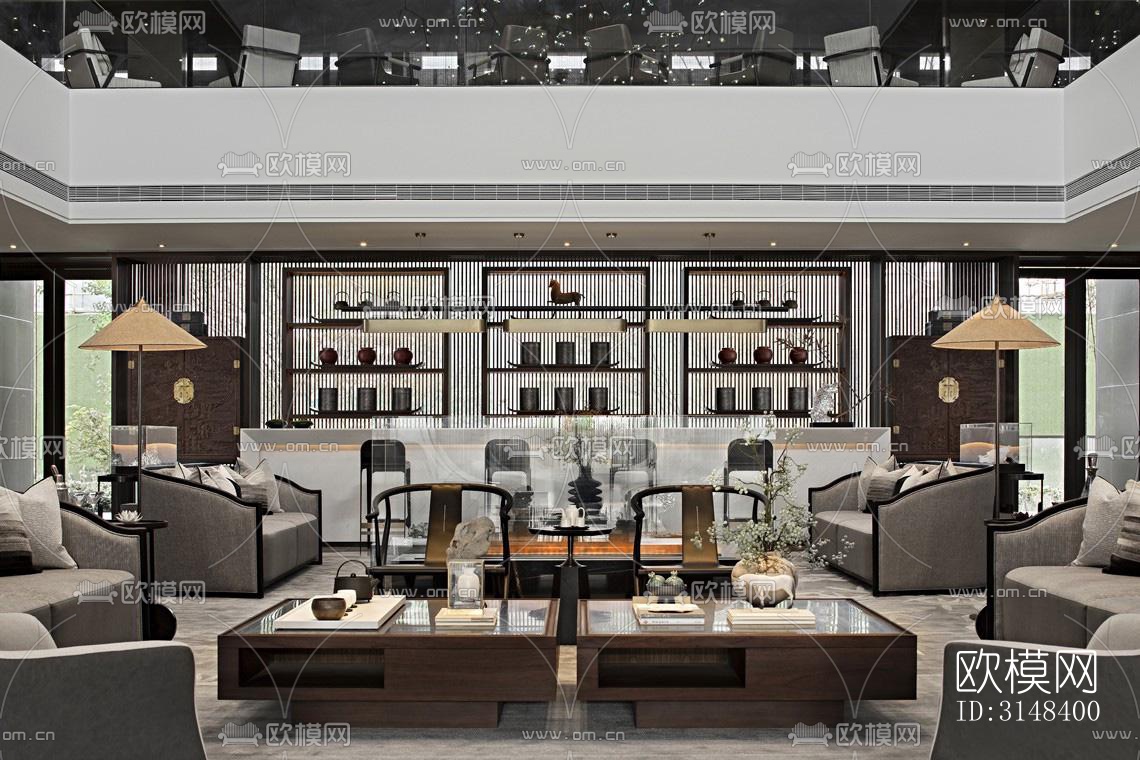 新中式养生会所效果图下载（渲染图12）