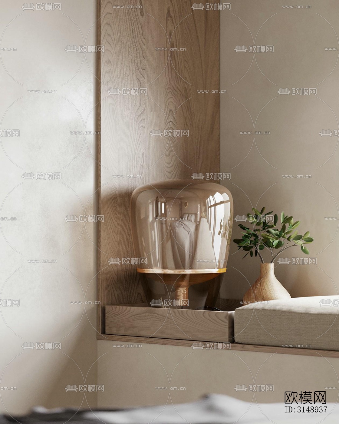 奶油风平层效果图下载（渲染图11）