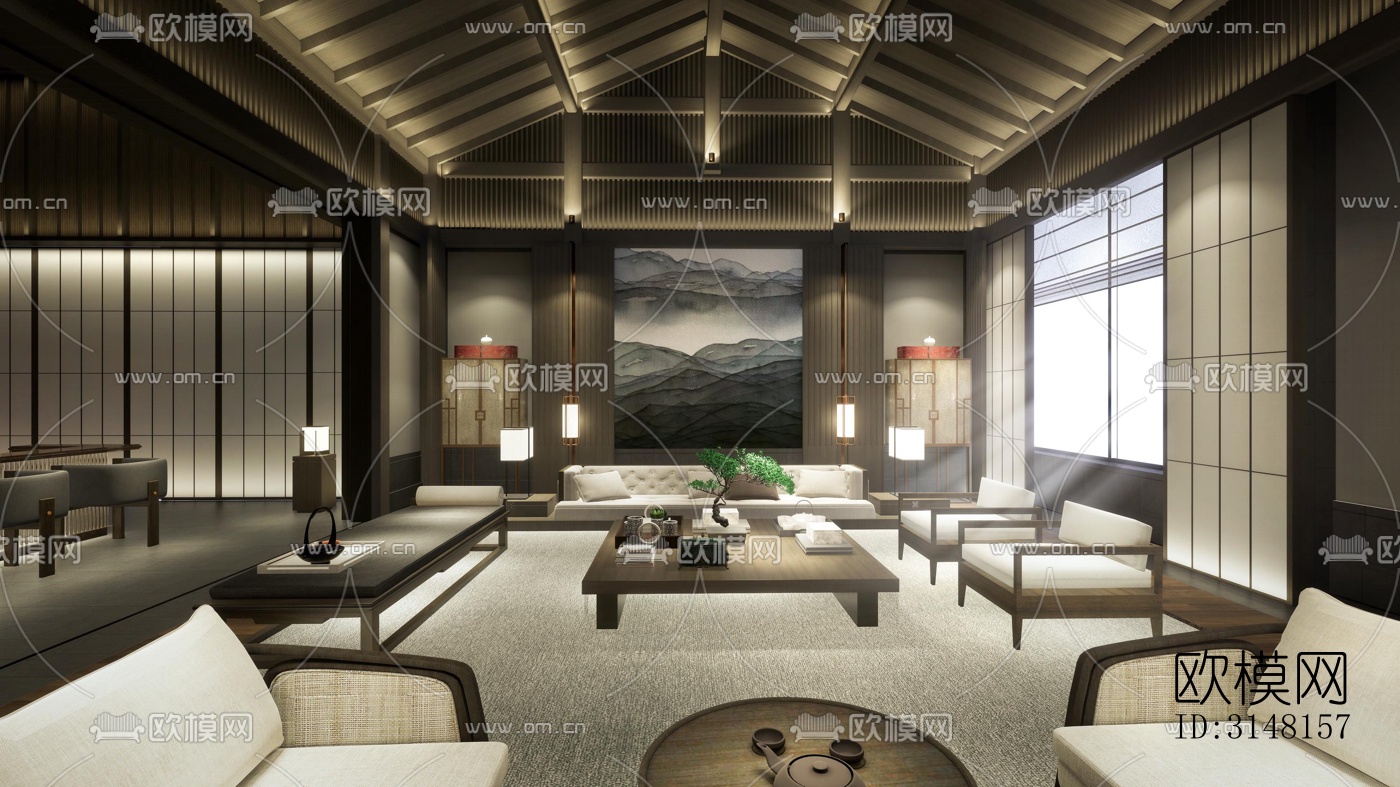 现代酒店民宿效果图下载（渲染图12）