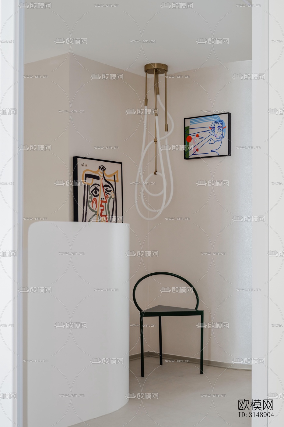 奶油风平层效果图下载（渲染图15）