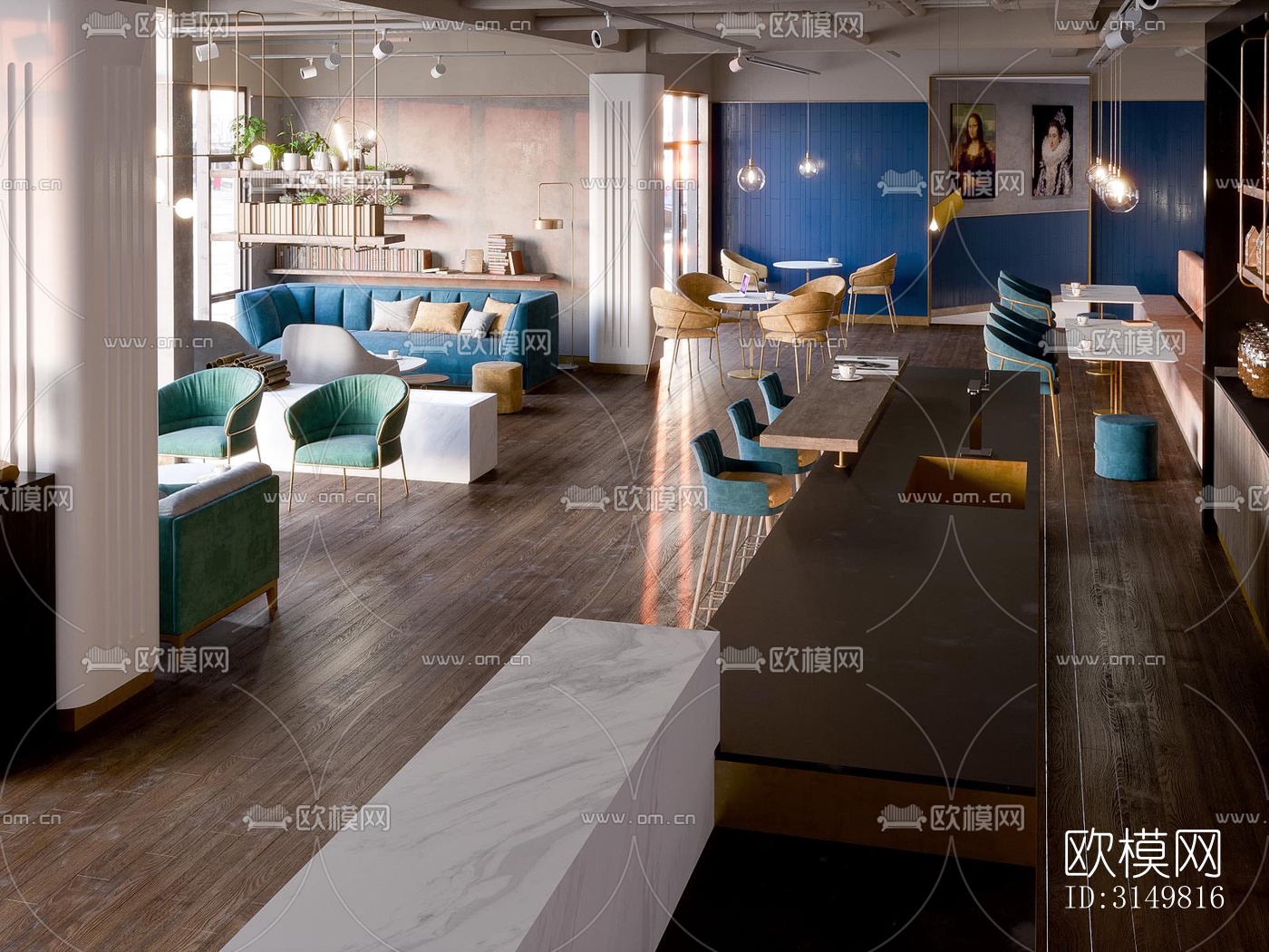 工业风咖啡奶茶效果图下载（渲染图2）