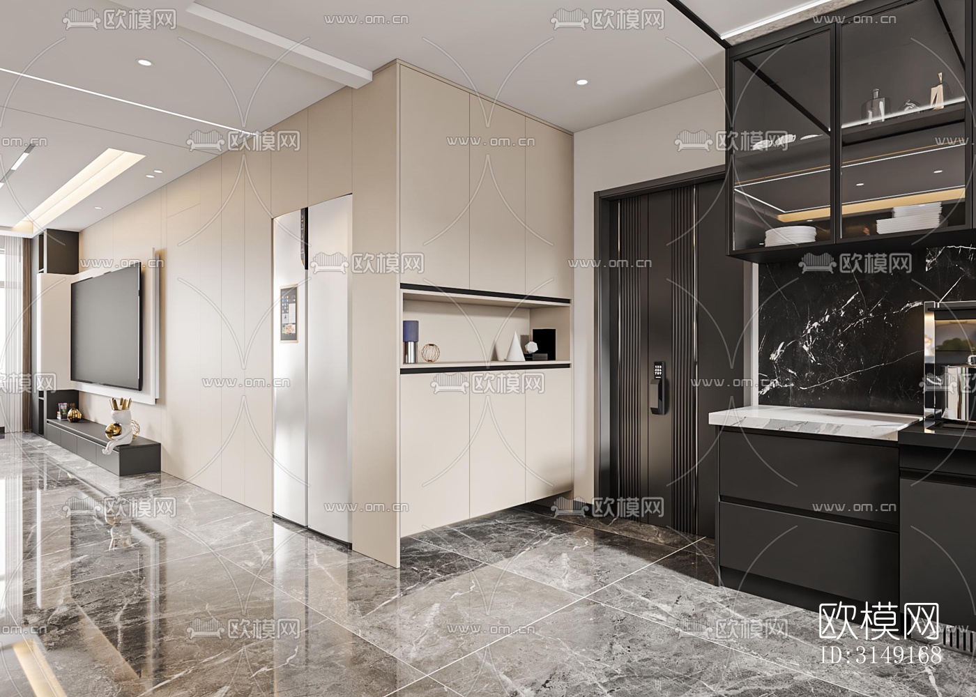 现代平层效果图下载（渲染图3）