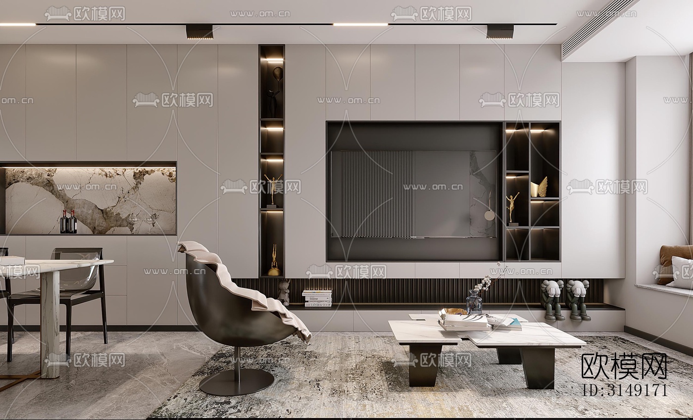 现代平层效果图下载（渲染图1）