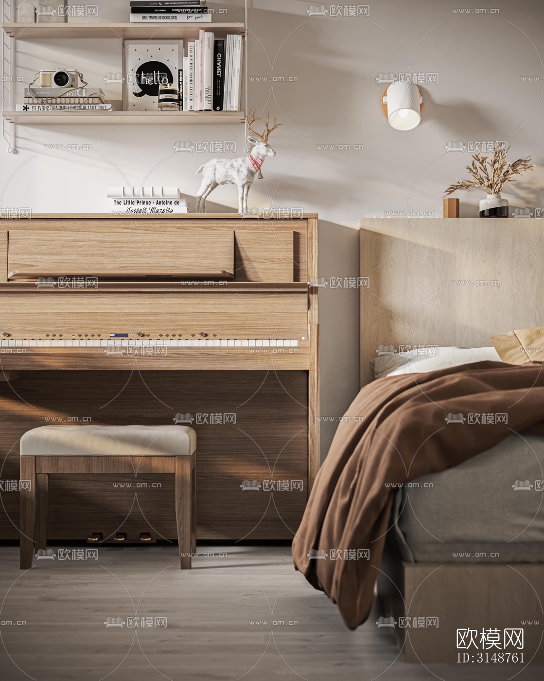 侘寂平层效果图下载（渲染图2）