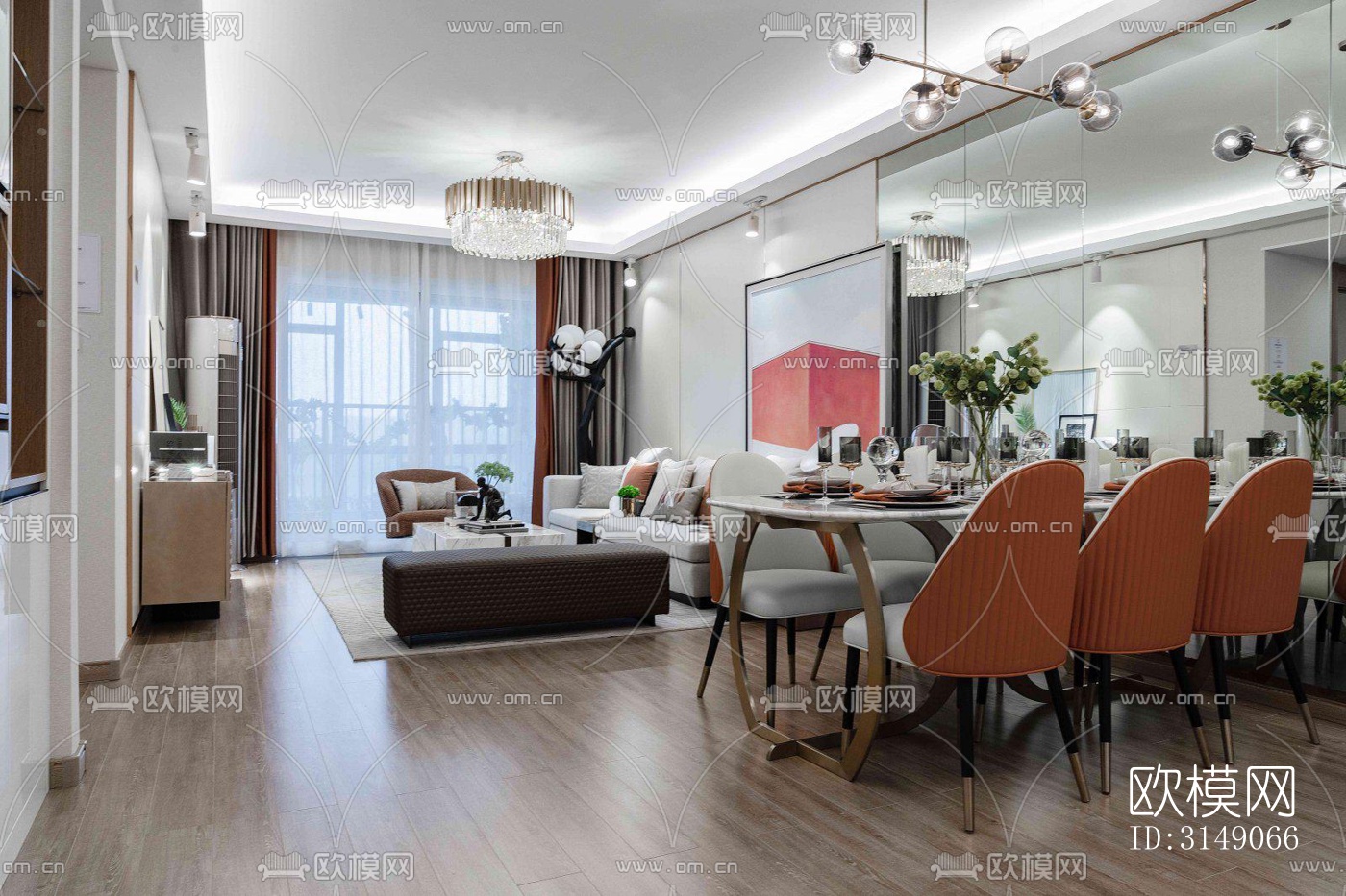 欧式平层效果图下载（渲染图9）