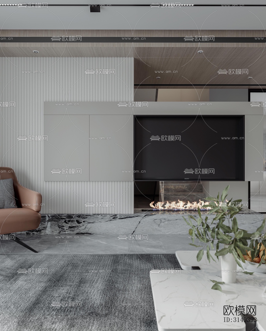 现代平层效果图下载（渲染图3）