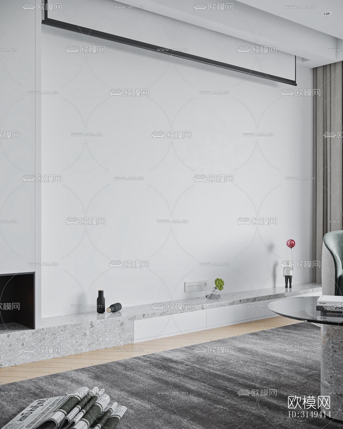 现代平层效果图下载（渲染图2）