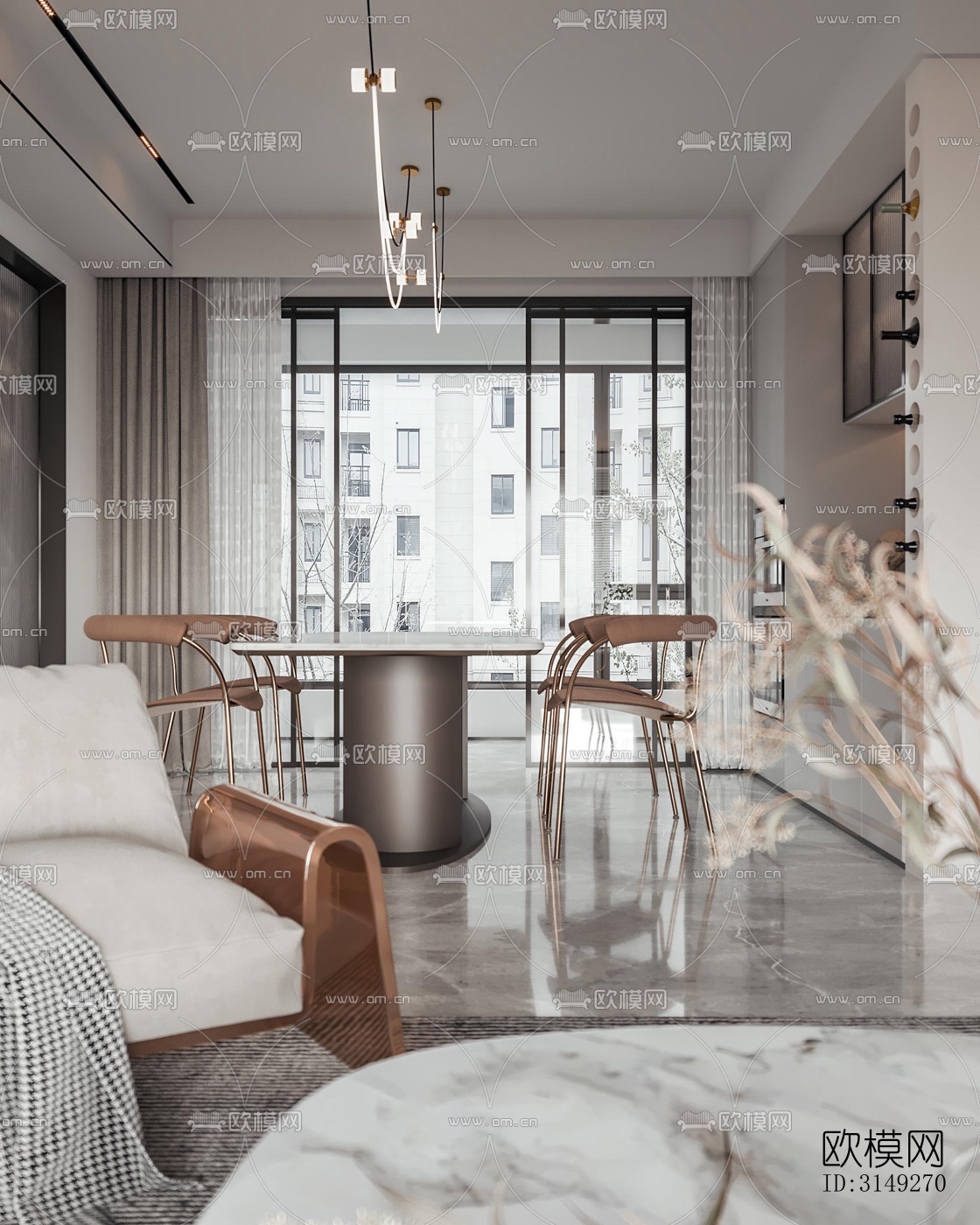 现代平层效果图下载（渲染图4）