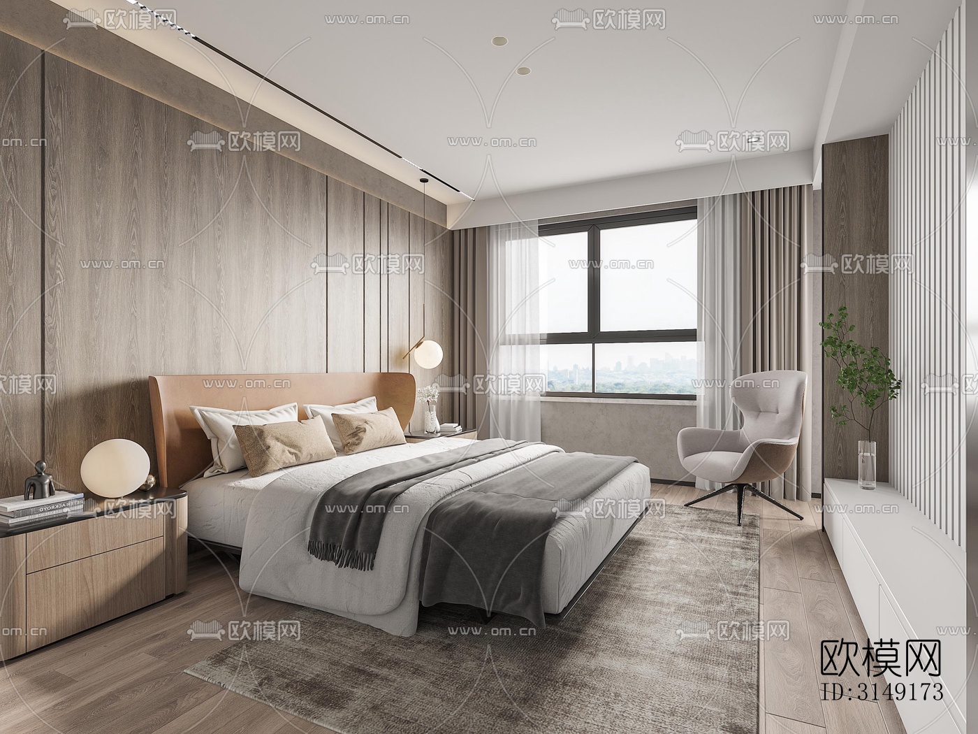 现代平层效果图下载（渲染图3）