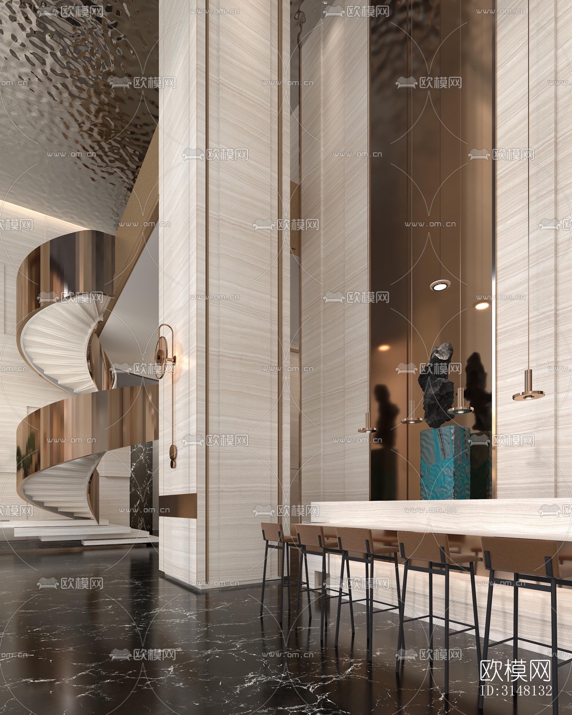 现代酒店民宿效果图下载（渲染图5）