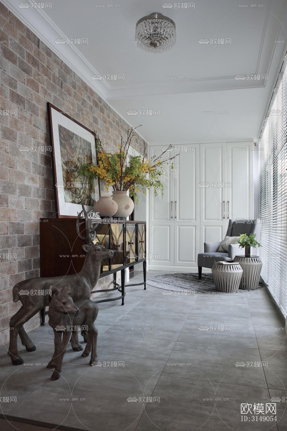 欧式平层效果图下载（渲染图12）