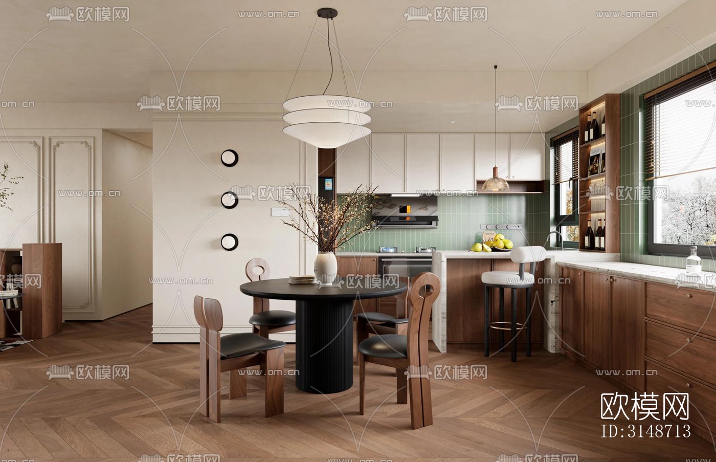 中古风平层效果图下载（渲染图2）