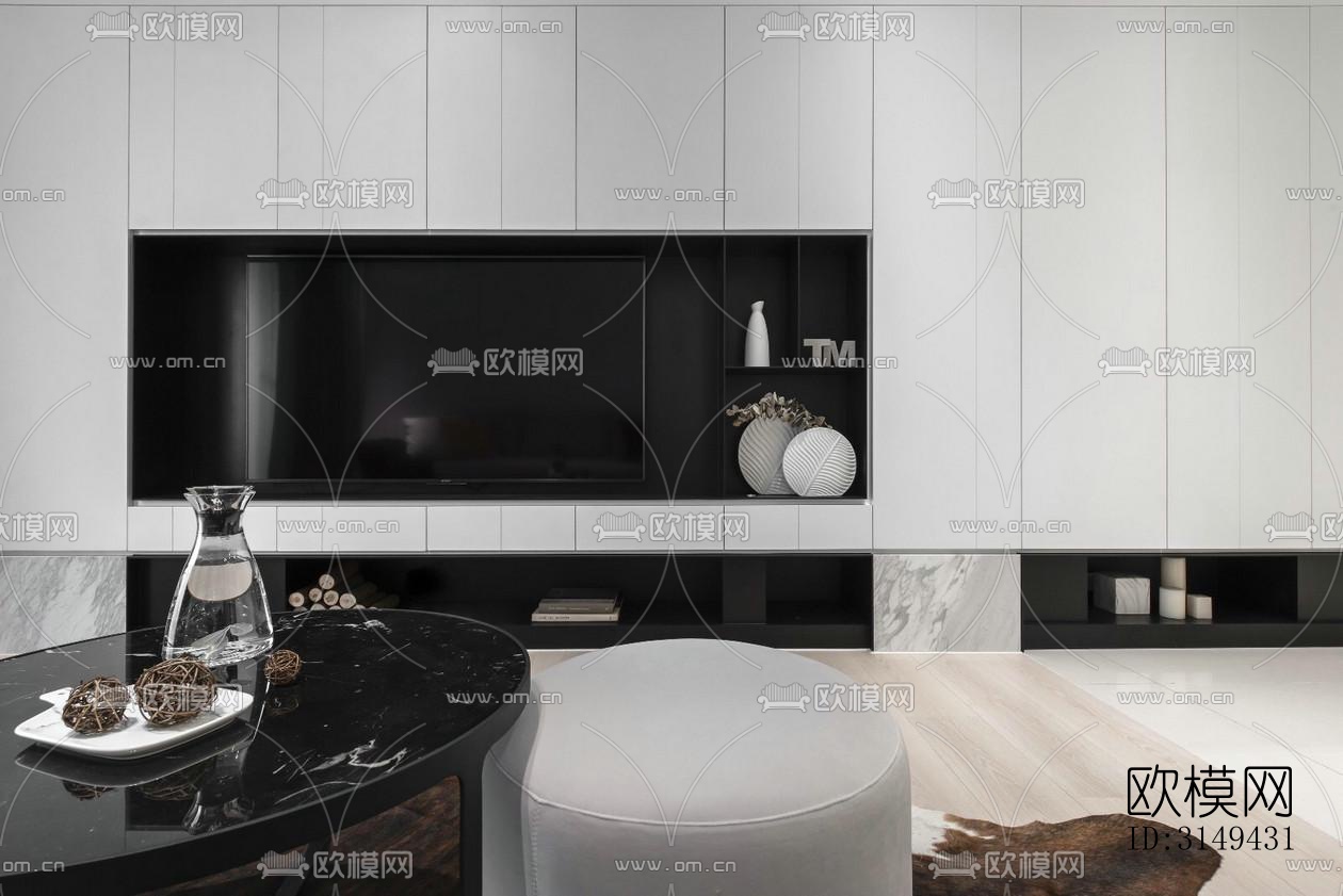 现代平层效果图下载（渲染图1）