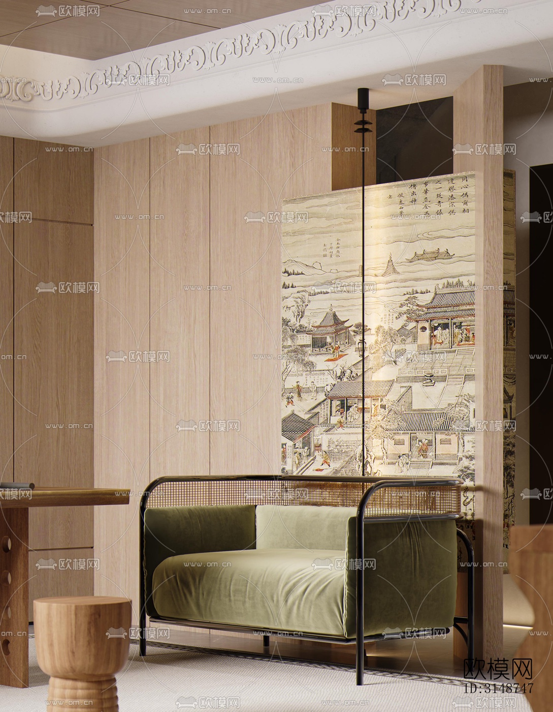 中古风平层效果图下载（渲染图8）