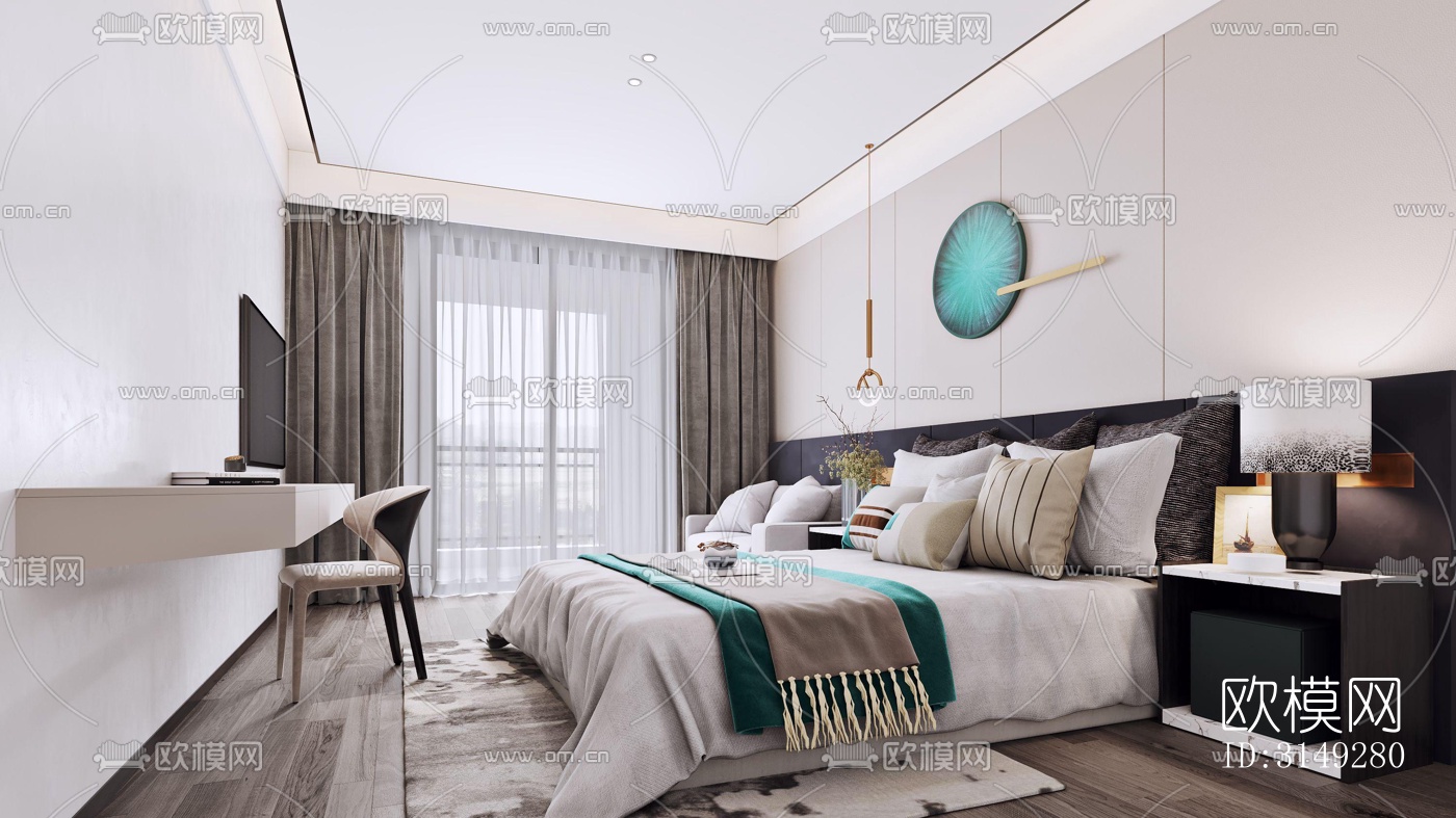 现代平层效果图下载（渲染图8）