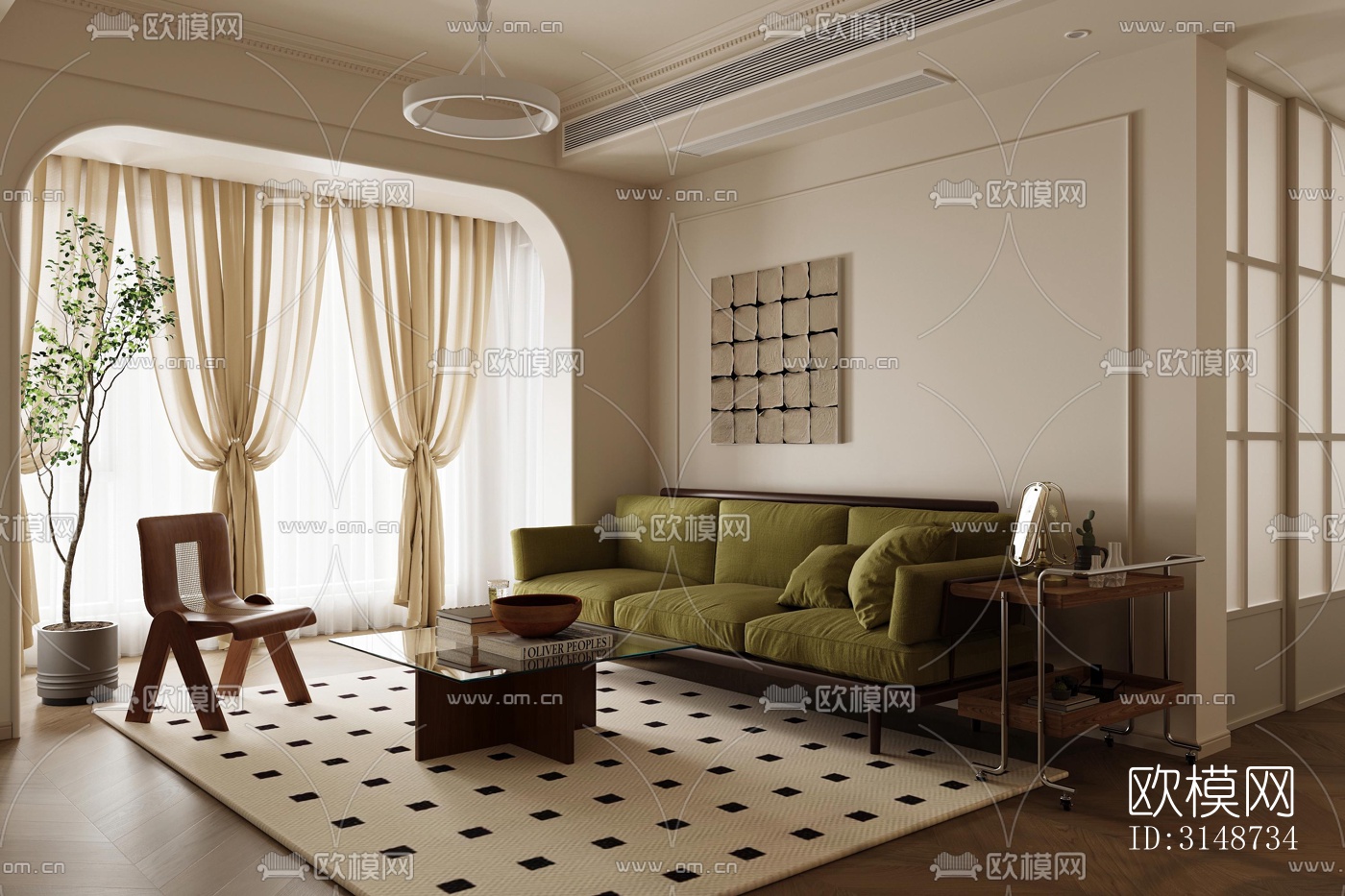 中古风平层效果图下载（渲染图1）