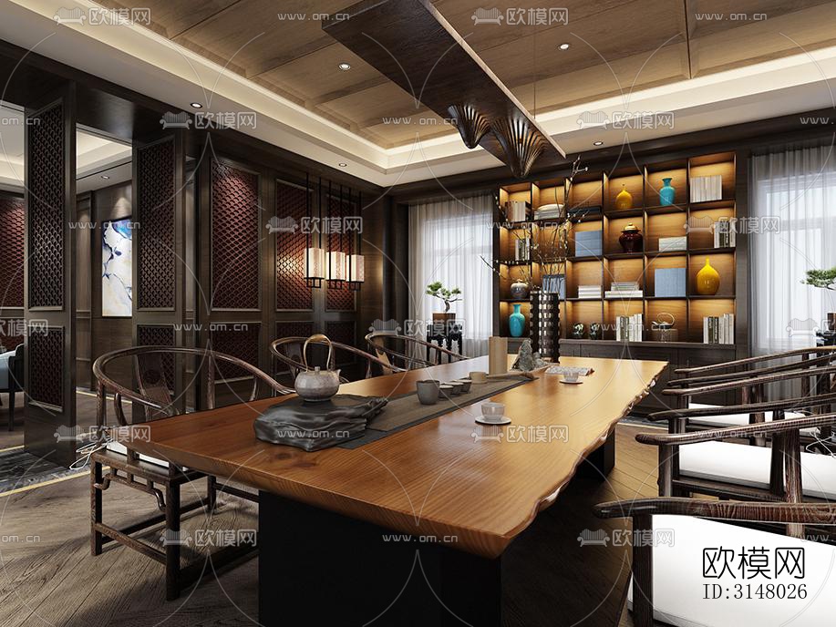 新中式酒店民宿效果图下载（渲染图8）