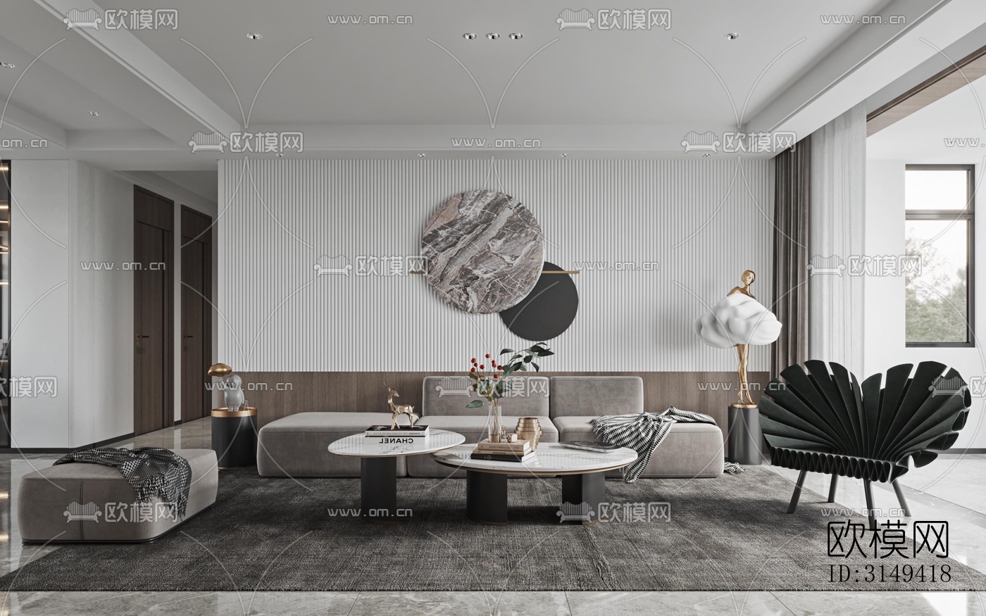 现代平层效果图下载（渲染图7）