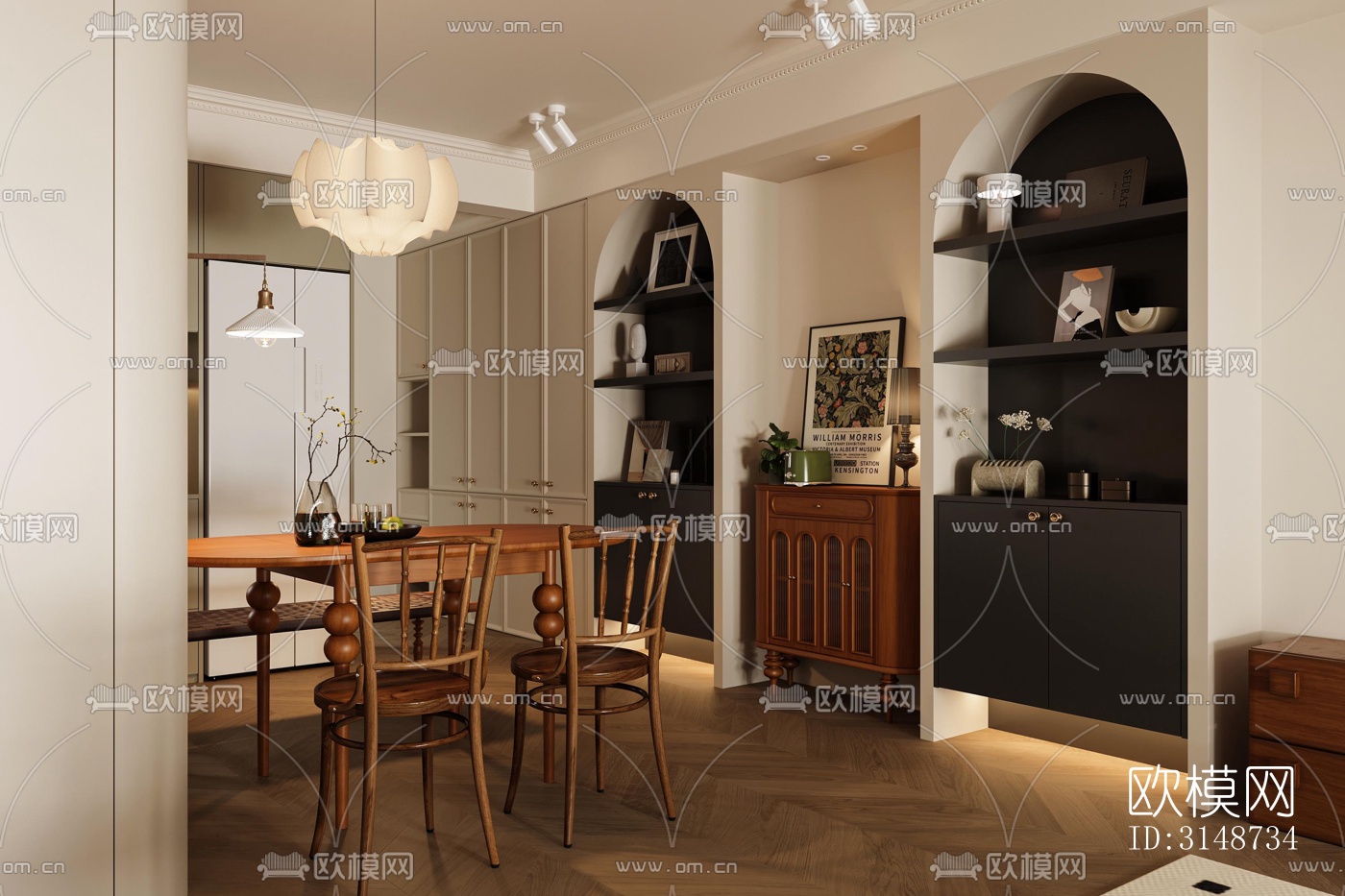 中古风平层效果图下载（渲染图9）