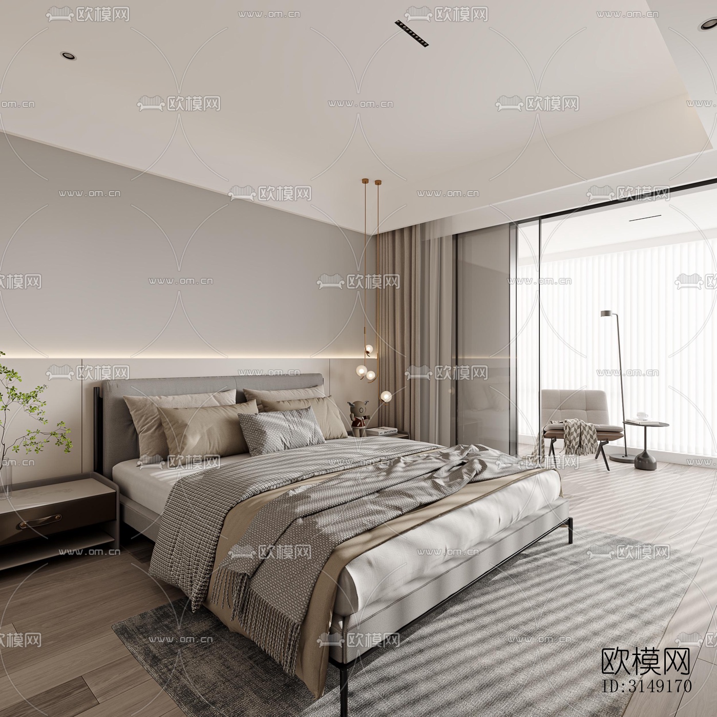 现代平层效果图下载（渲染图3）