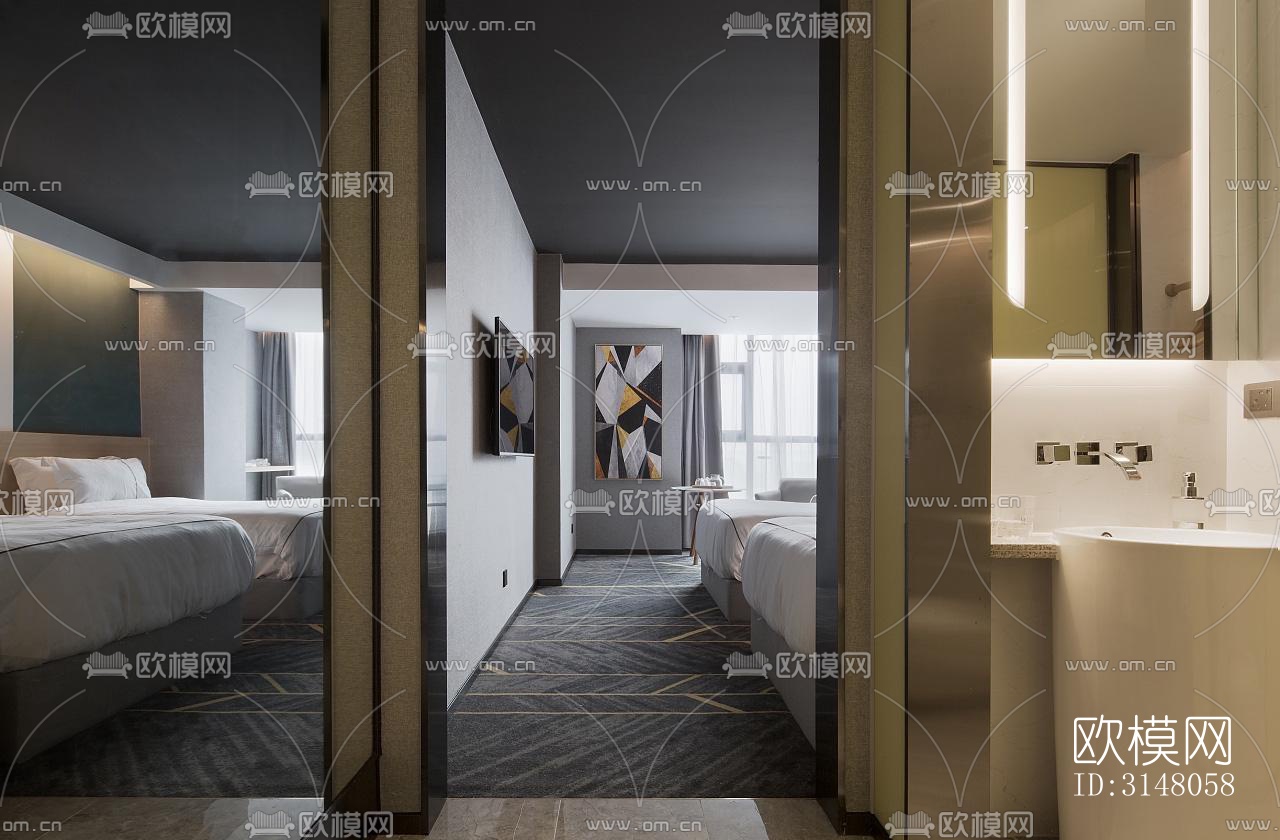 现代酒店民宿效果图下载（渲染图13）