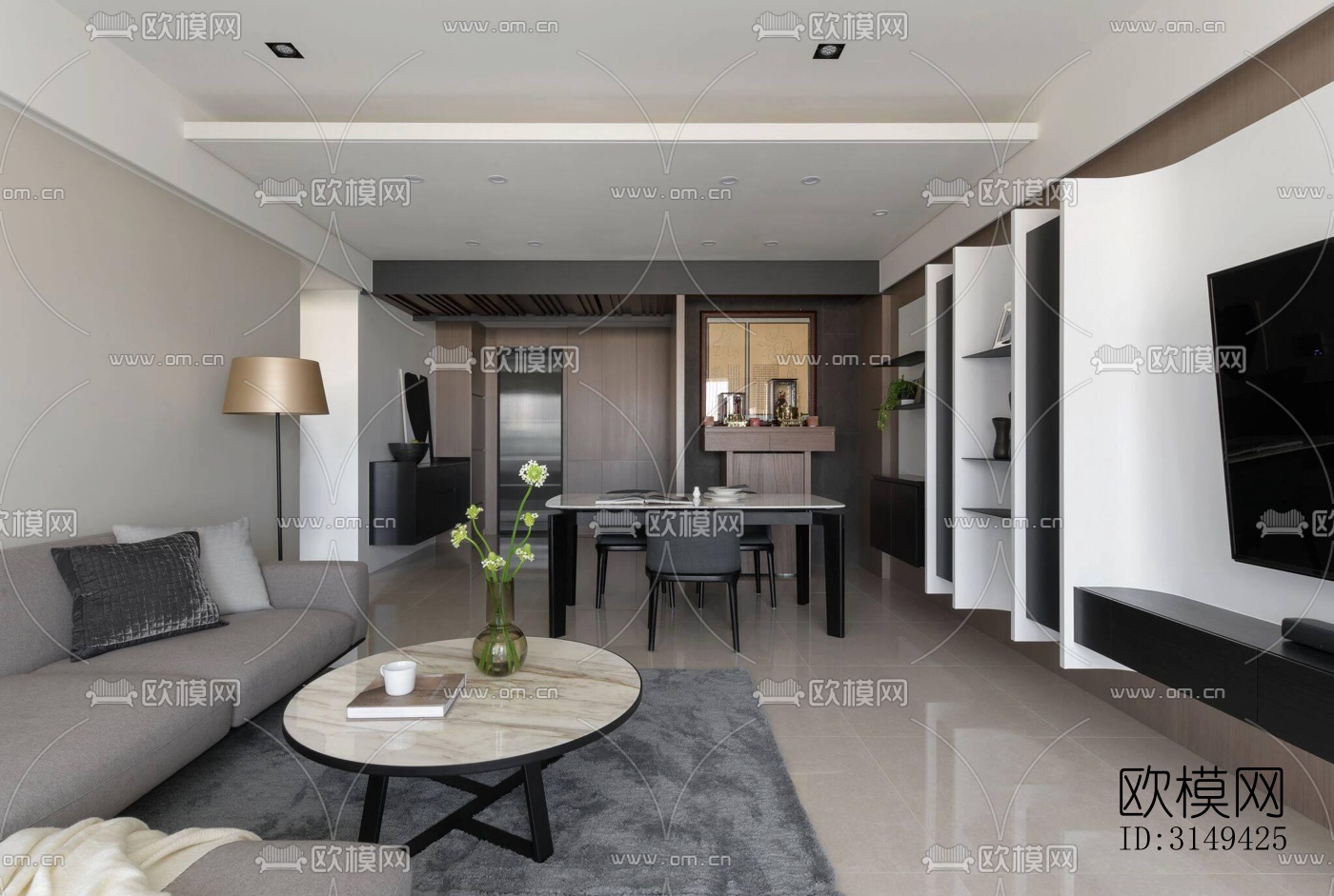 现代平层效果图下载（渲染图6）