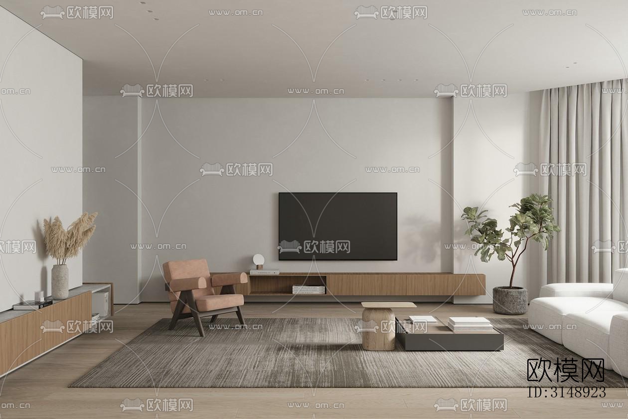 奶油风平层效果图下载（渲染图3）