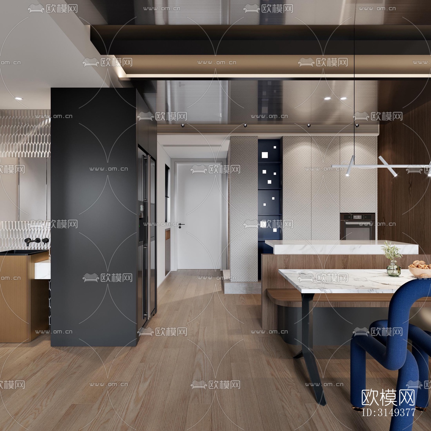 现代平层效果图下载（渲染图8）
