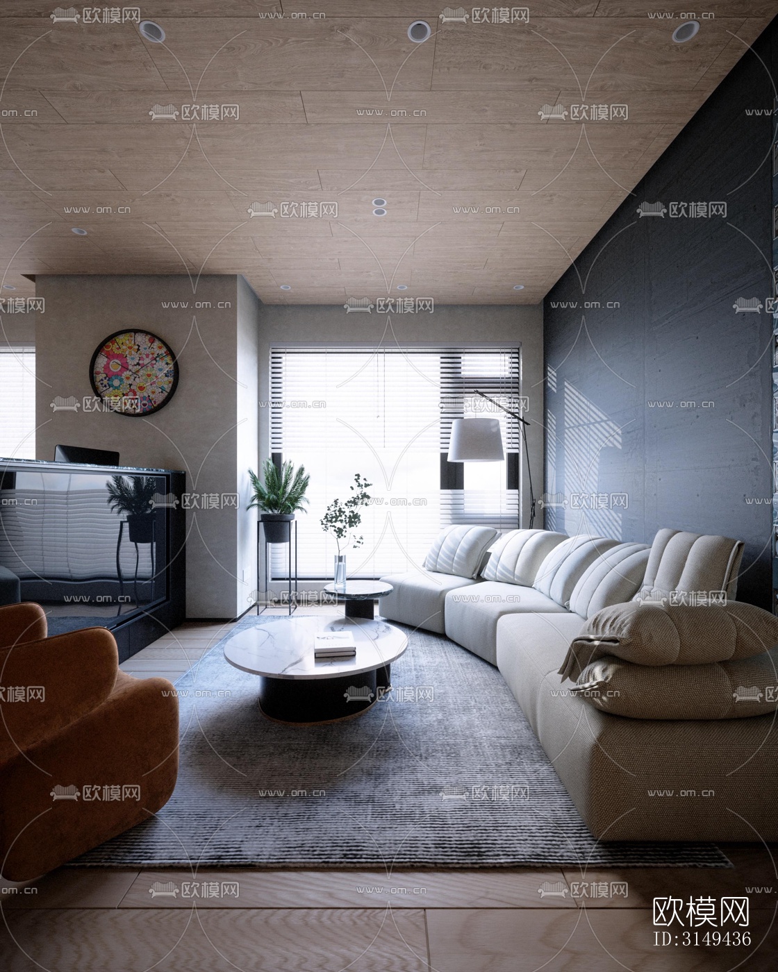 现代平层效果图下载（渲染图8）