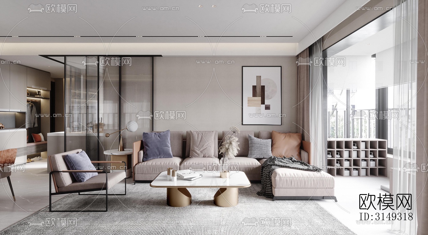 现代平层效果图下载（渲染图2）