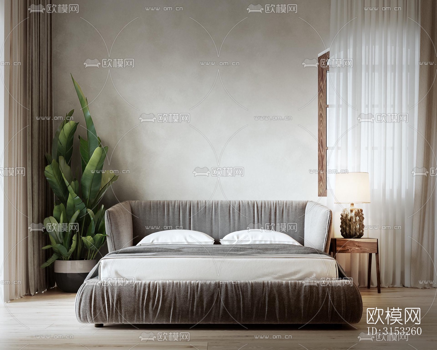 侘寂卧室效果图下载（渲染图4）