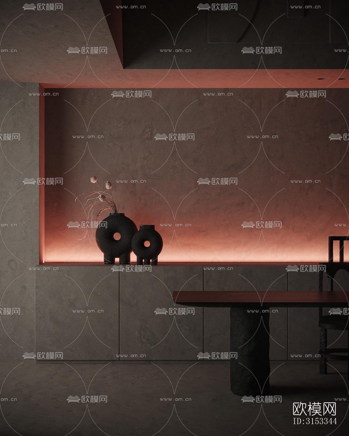 高级灰客厅效果图下载（渲染图10）