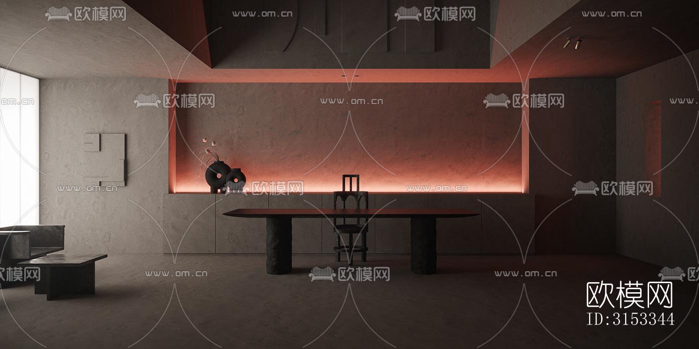 高级灰客厅效果图下载（渲染图11）