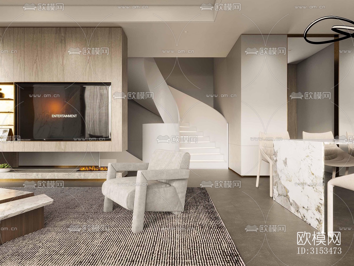 现代餐厅效果图下载（渲染图4）