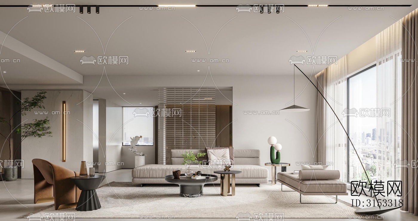 现代客厅效果图下载（渲染图1）
