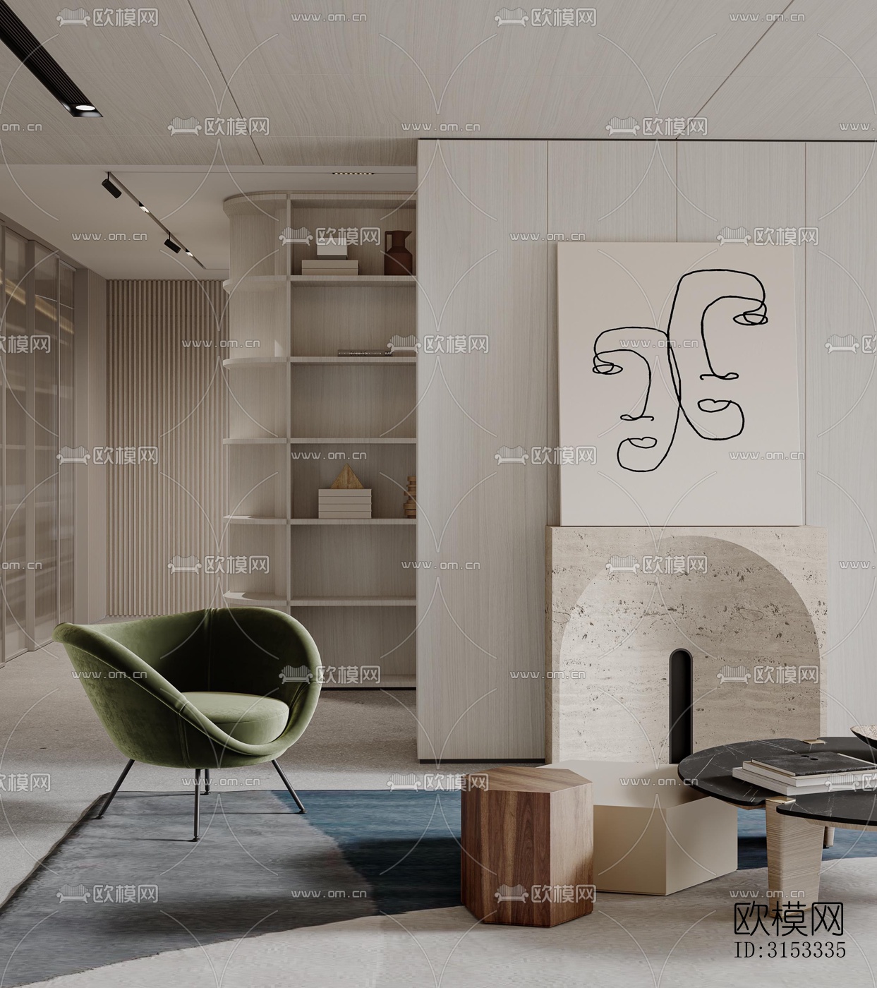 现代客厅效果图下载（渲染图5）