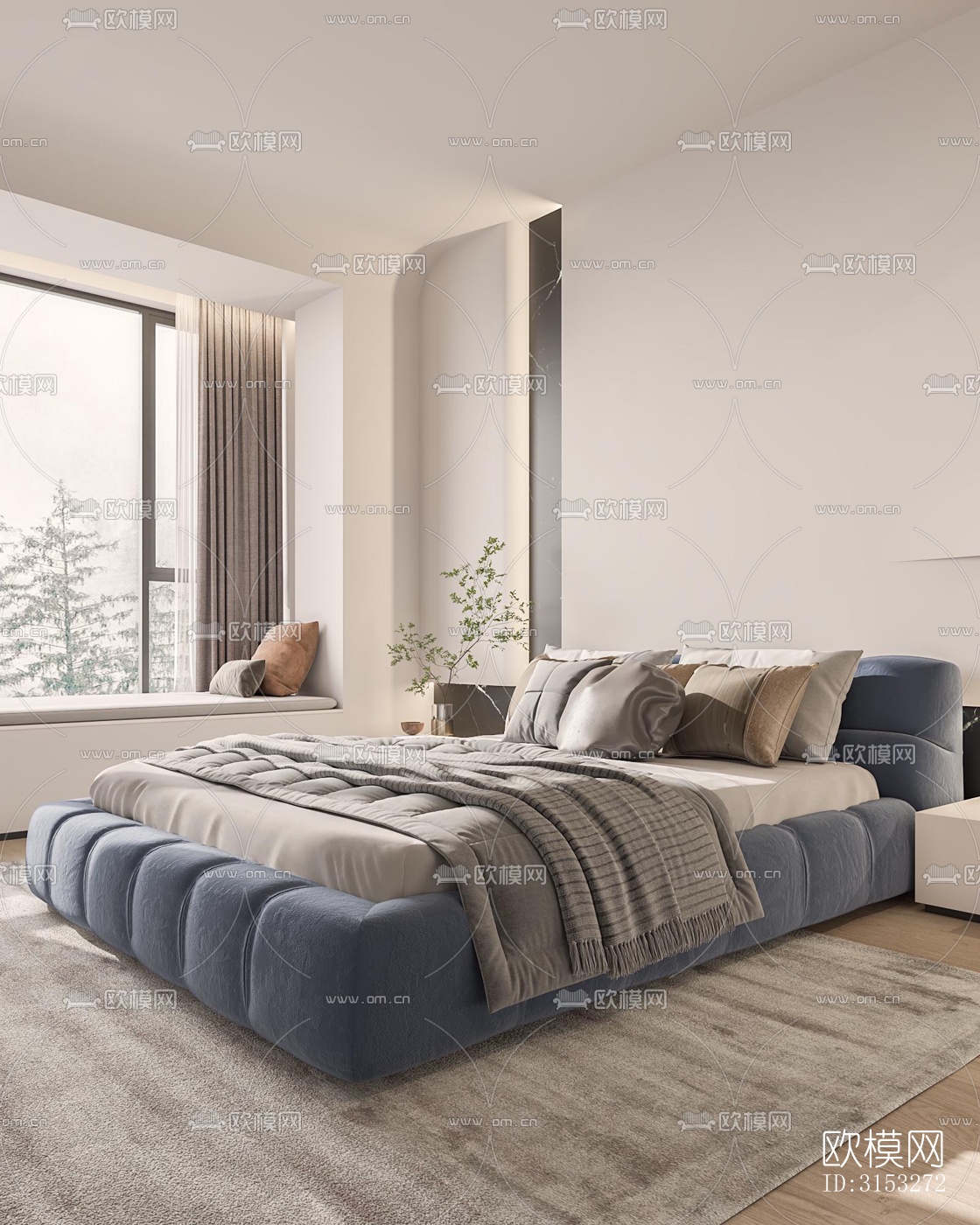 现代卧室效果图下载（渲染图1）