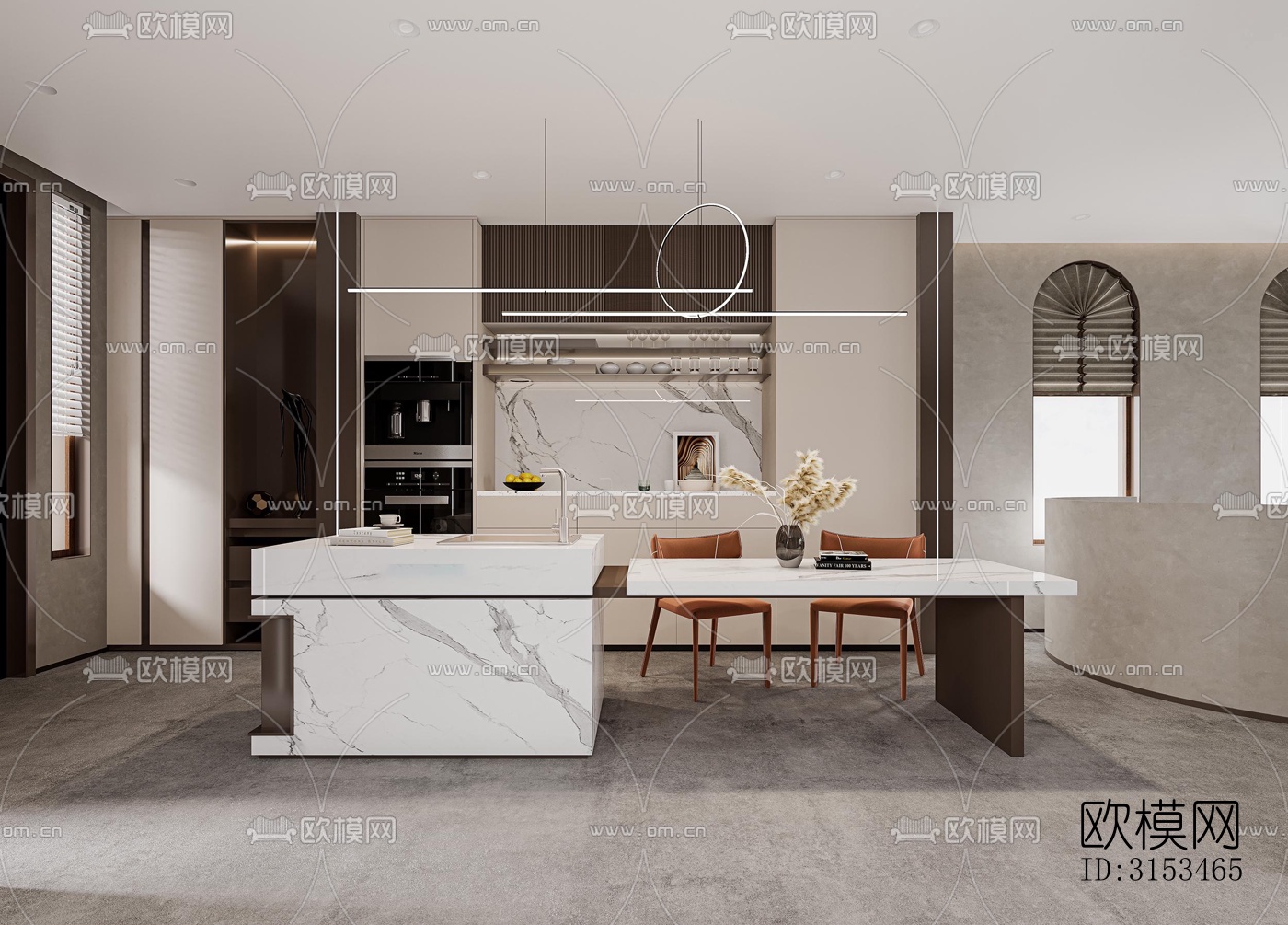 现代餐厅效果图下载（渲染图2）