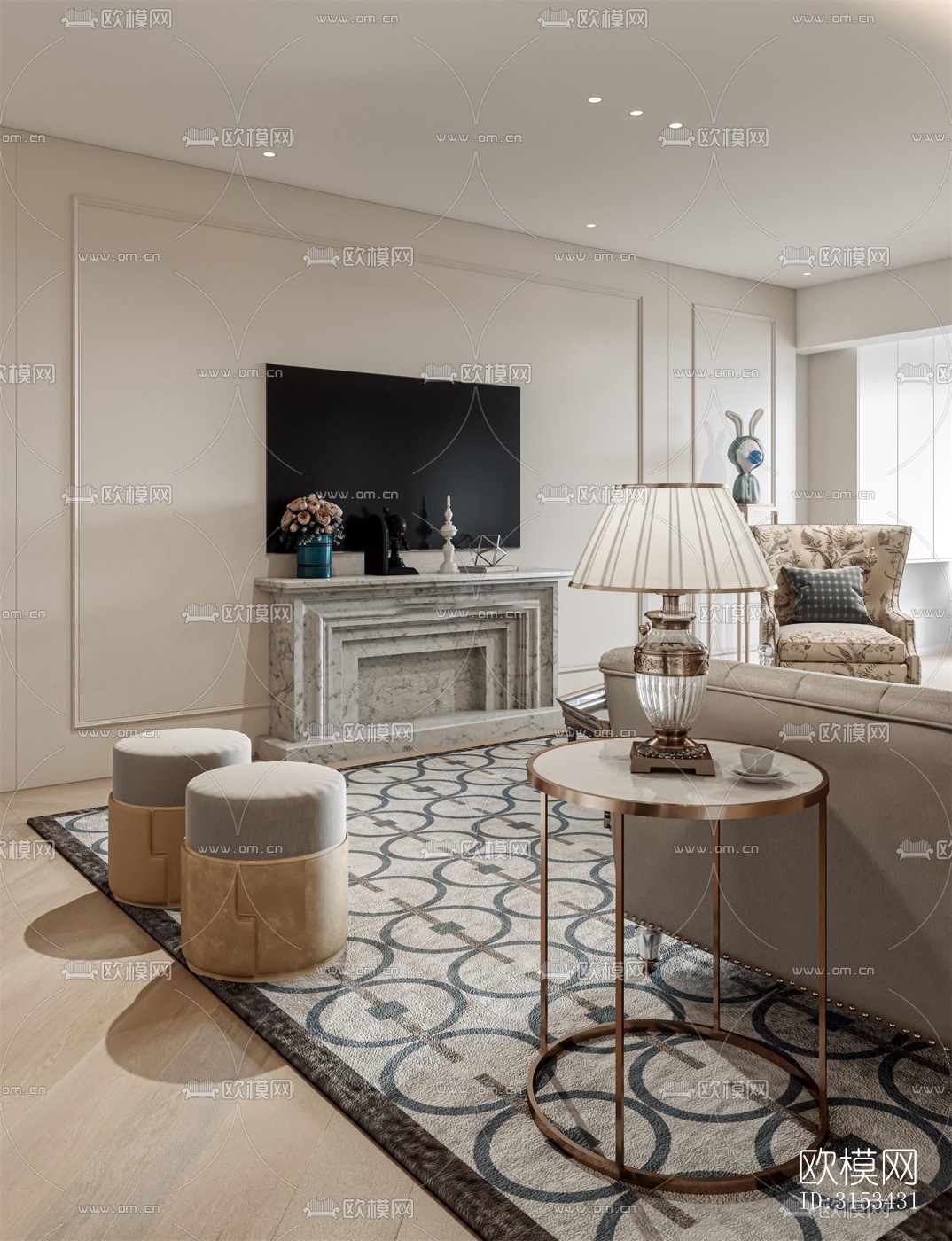 美式客餐厅效果图下载（渲染图8）