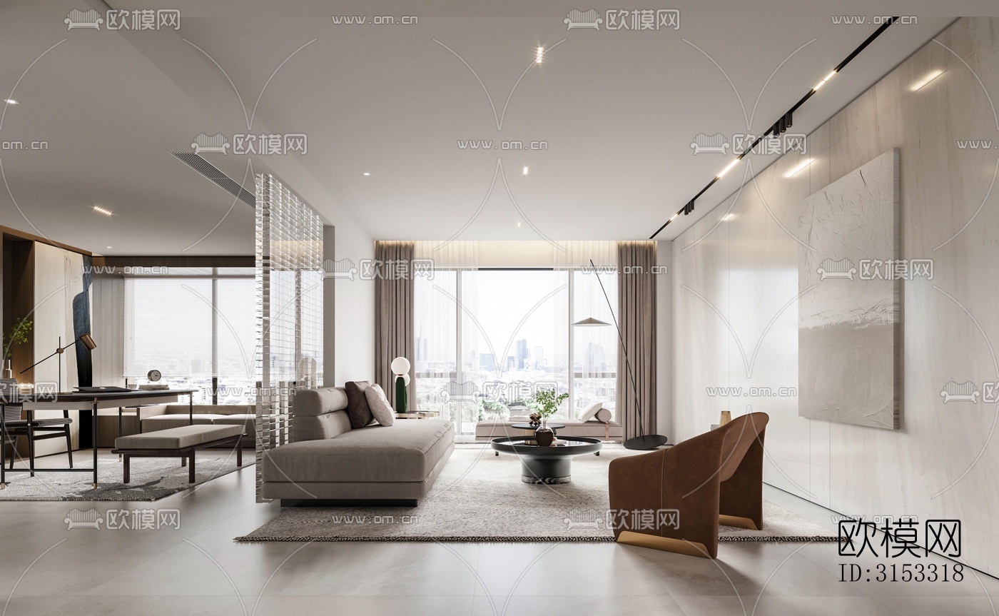 现代客厅效果图下载（渲染图2）