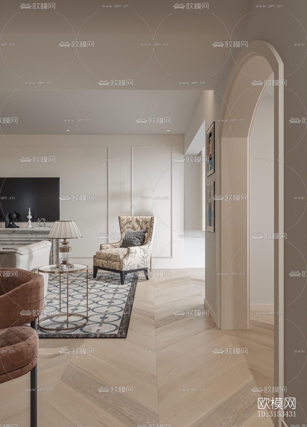 美式客餐厅效果图下载（渲染图11）