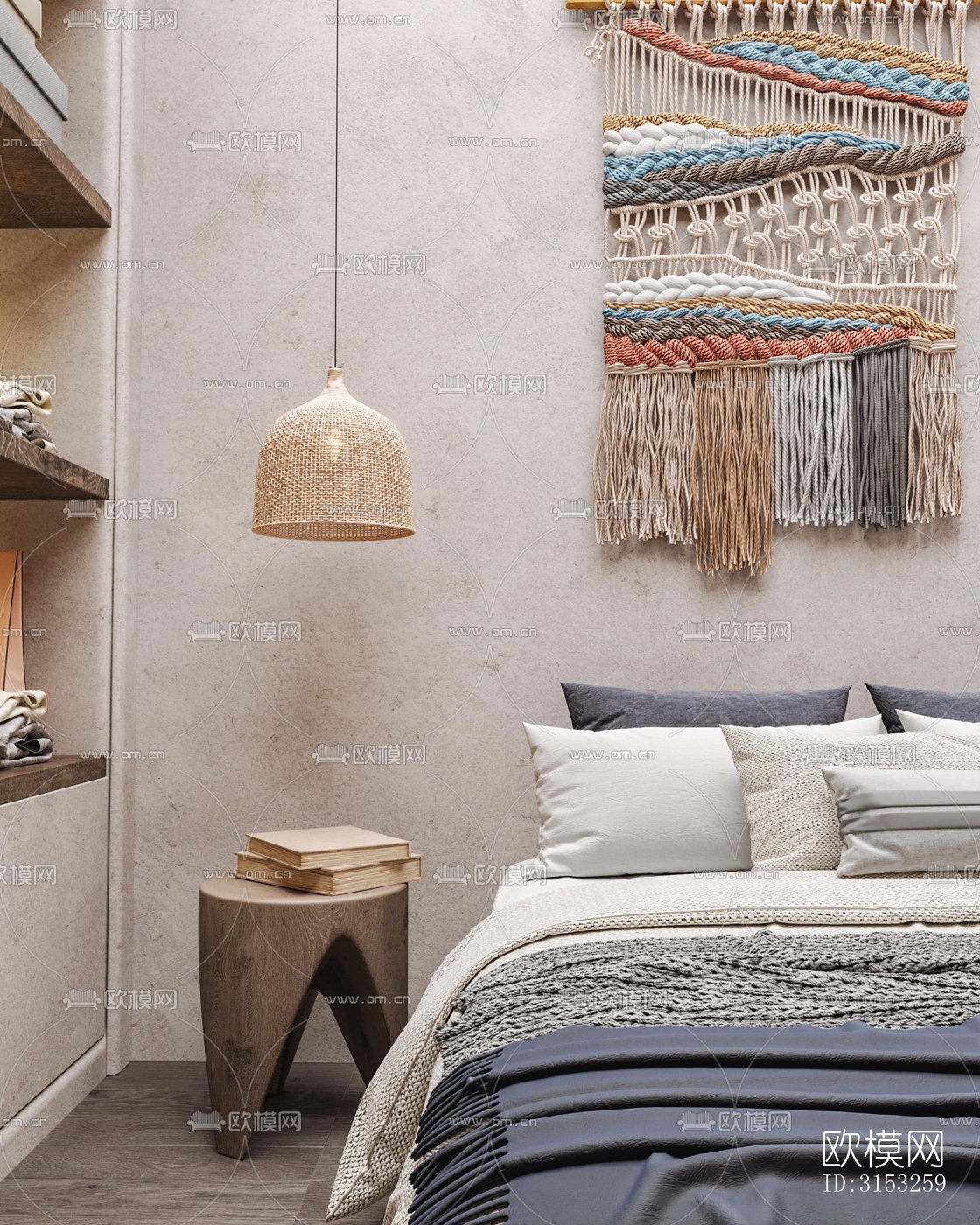 侘寂卧室效果图下载（渲染图2）