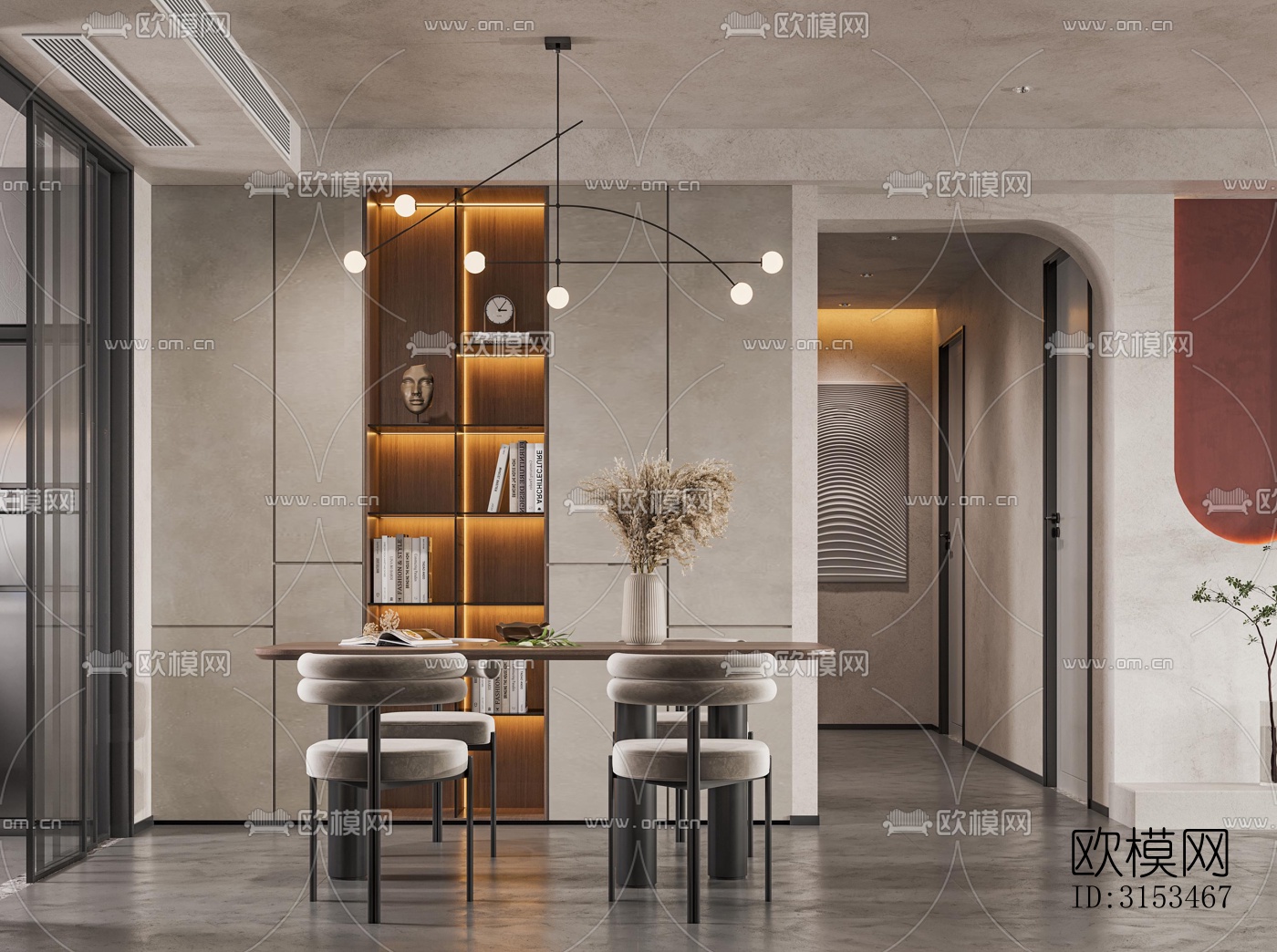 现代餐厅效果图下载（渲染图1）